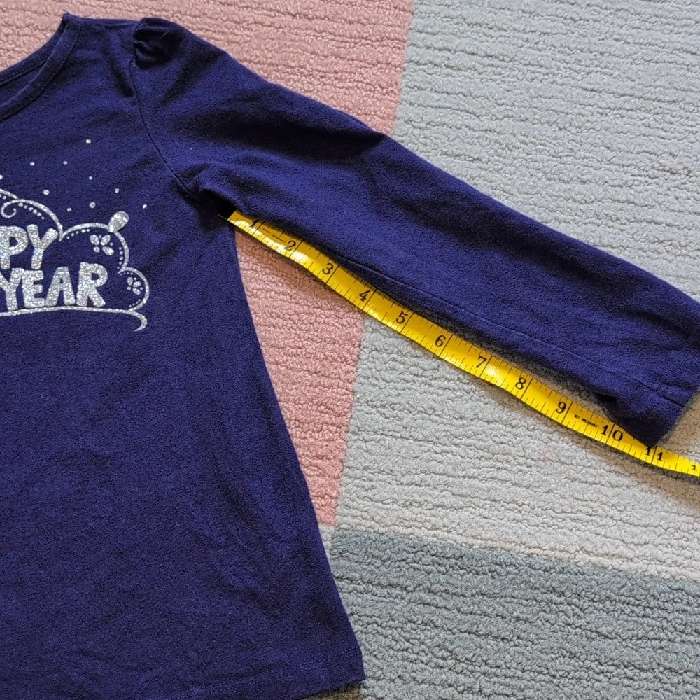 Girls 5T Navy Blue 'Happy New Year' Long Sleeve Shirt